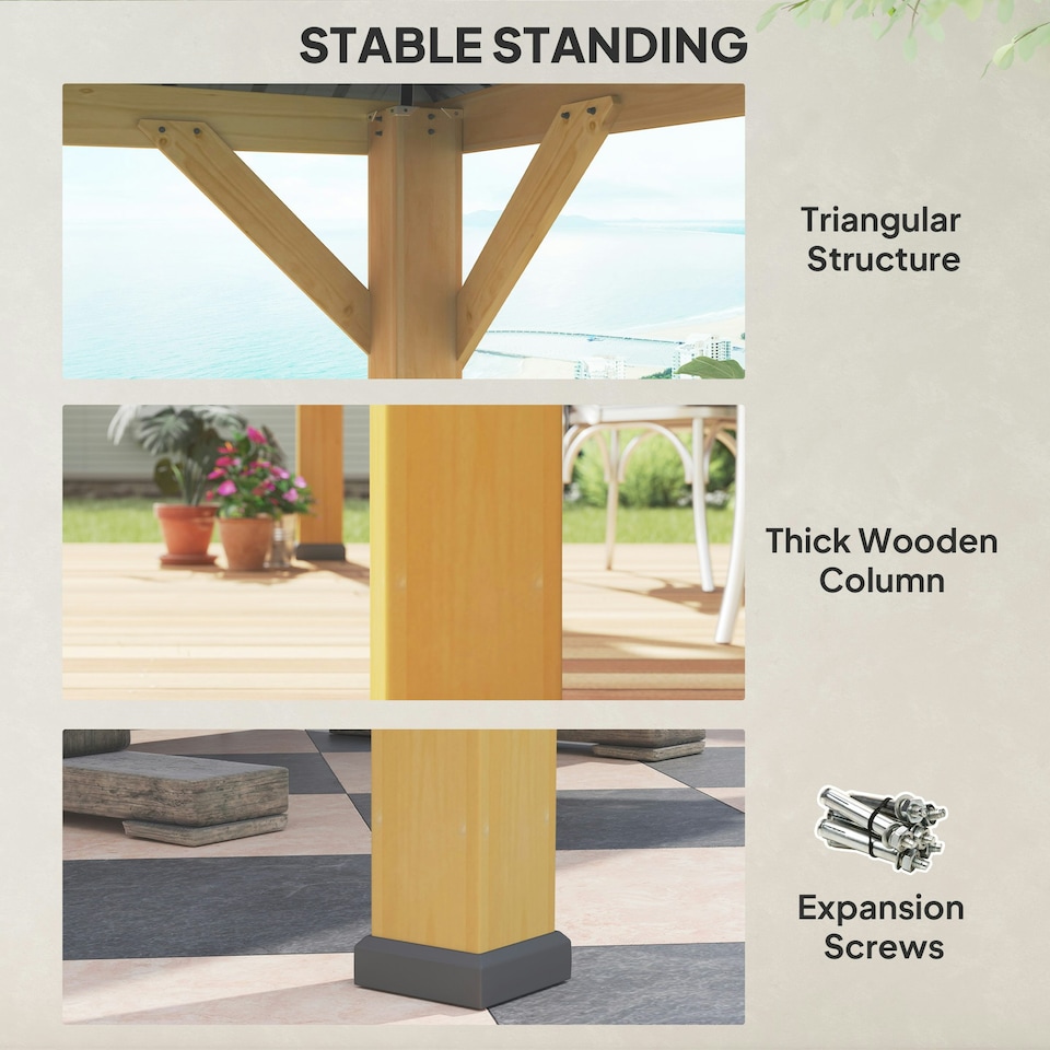 image 1 of Outsunny 3x(3)M Double-Tier Hardtop Gazebo, Outdoor Patio Shelter