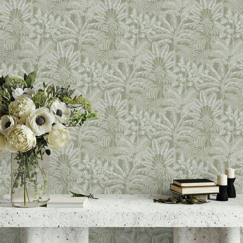 image 1 of Superfresco Easy Intrigue Sage Wallpaper Green | Green