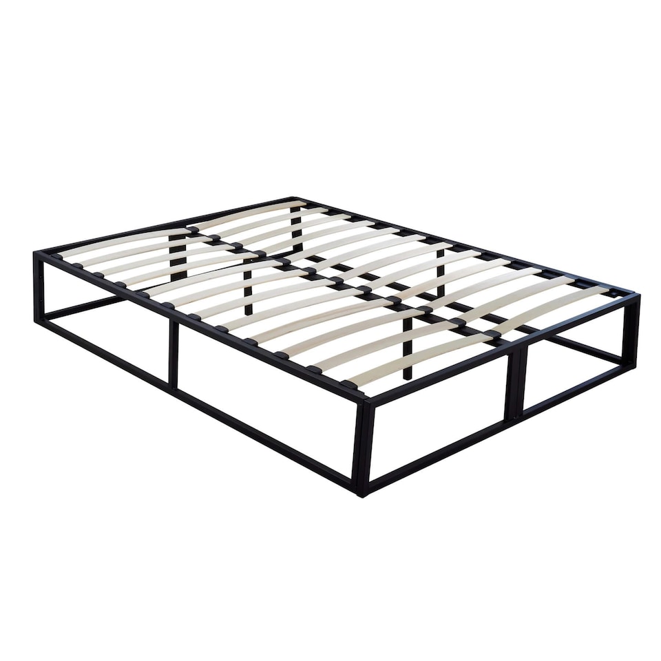 image 1 of 4ft Small Double Platform Bed Slatted Support Contemporary Black Metal Frame
