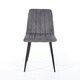 image 4 of Pair of Aspen Cord Fabric Straight Stitch Compact Dining Chairs with Black Tapered Metal Legs | Grey | Grey | 1