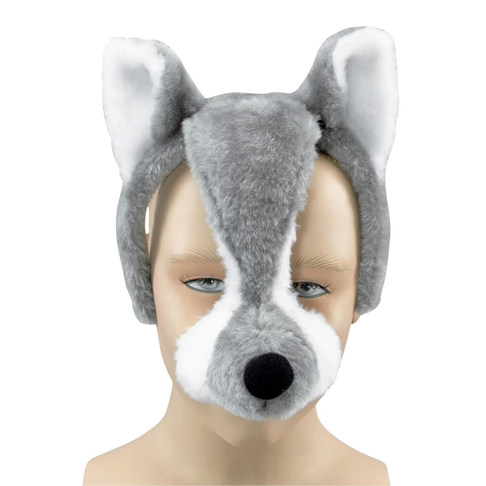 image 1 of Bristol Novelty Unisex Kids/Children Plush Wolf Mask With Sound - Grey/White - One Size One Size