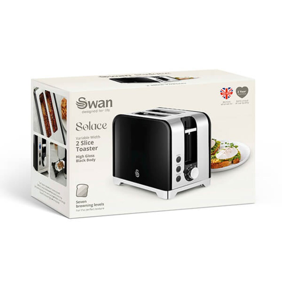 image 1 of Swan Solace Black 2 Slice Toaster