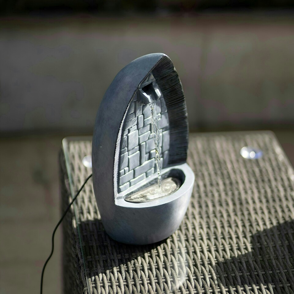 image 1 of Primrose Tabletop Gothic Arch Water Feature Cascade Fountain with Lights 36cm