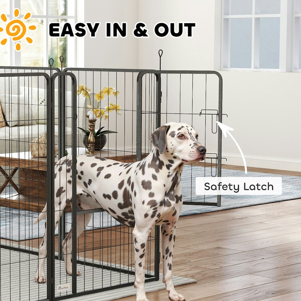 image 1 of PawHut Eight-Panel Dog Playpen with Door, for Indoor, Outdoor, 100cm Tall | Multi | Not provided