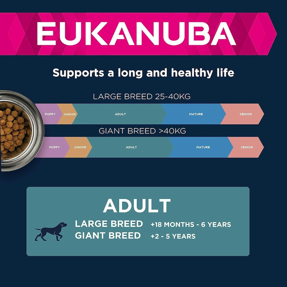 image 1 of Eukanuba Complete Dry Dog Food for Adult Large and Giant Breeds with Salmon and Barley 12 kg