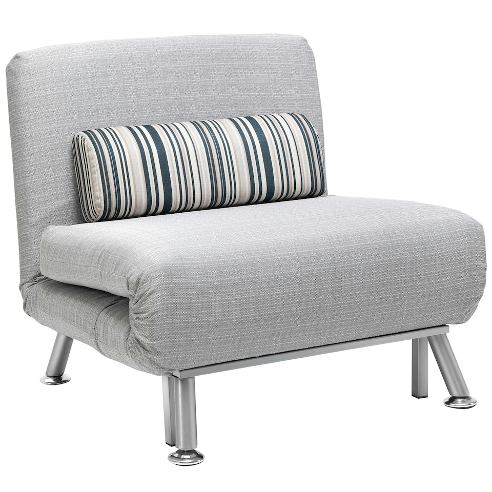 image 1 of HOMCOM Folding 5 Position Convertible Sleeper Sofa Bed Grey, Silver