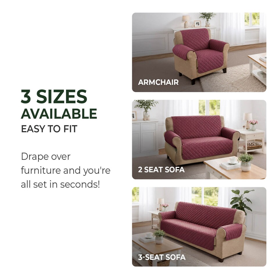 image 1 of Coopers Of Stortford 3 Seater Sofa Cover Quilted Washable Furniture Protector