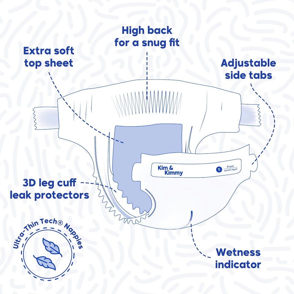 image 1 of Kim & Kimmy Nappies, Size 5, 12-17kg, 44 Pack, Space Travel
