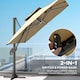 image 4 of Outsunny 3 x 3m Cantilever Roma Parasol Garden Sun Umbrella, Twotier 250g Polyester Sun Shade with LED Solar Light, Aluminium Frame, Cross Base 360 Rotating Khaki | Brown