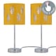 image 2 of Set of 2 Chrome Touch Table Lamps with Ochre Mustard Fern Shades | Chrome | Polished chrome plate and ochre cotton with silver inner detail | 2