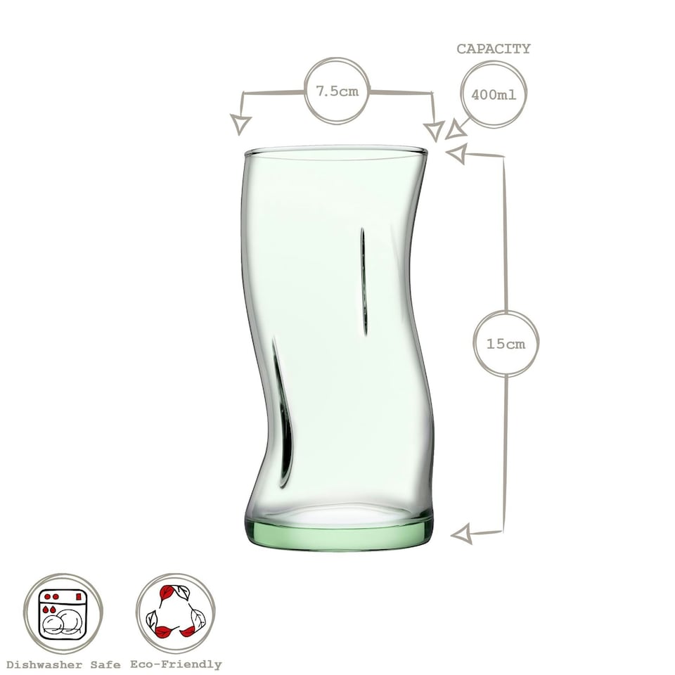 image 1 of Pasabahce Aware Amorf Recycled Highball Glasses - 400ml - Green - Pack of 4