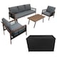 image 1 of Aluminium 4 Piece Sofa Set with Black Rattan Storage Box - Wood Effect