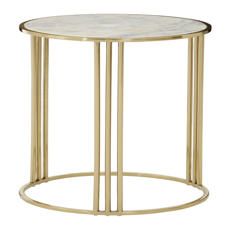 image 1 of Interiors by Premier White Marble Round Side Table Gold