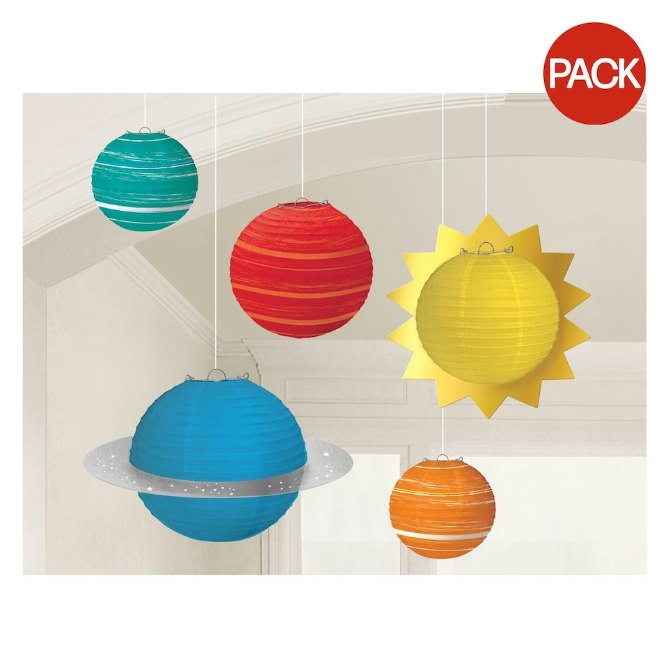 Amscan Blast Off Paper Birthday Hanging Lantern (Pack of 5) - Multicoloured - One Size