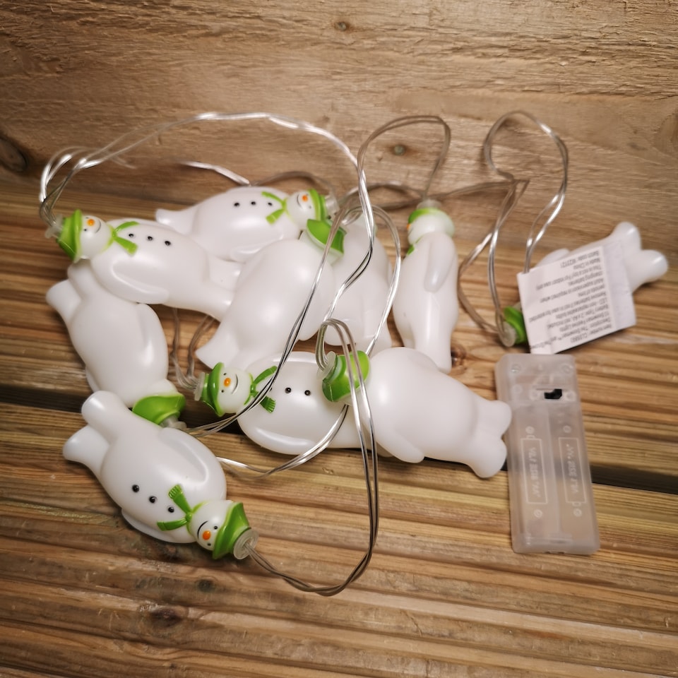 image 1 of The Snowman And The Snowdog Battery Operated 10 Snowmen LED Indoor String Light Ice White LEDs