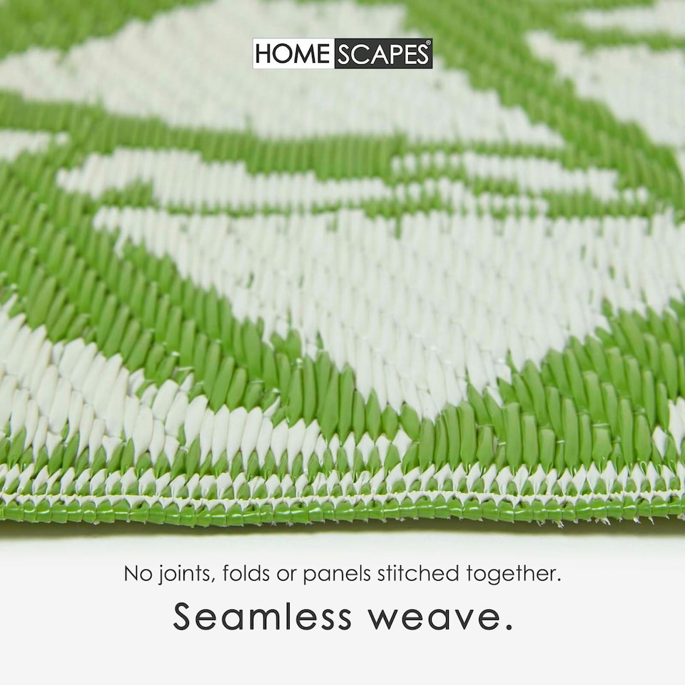 image 1 of Homescapes Outdoor Rug Luxury Waterproof Reversible Recycled, For Garden, Zena Tropical | Green | Green and White