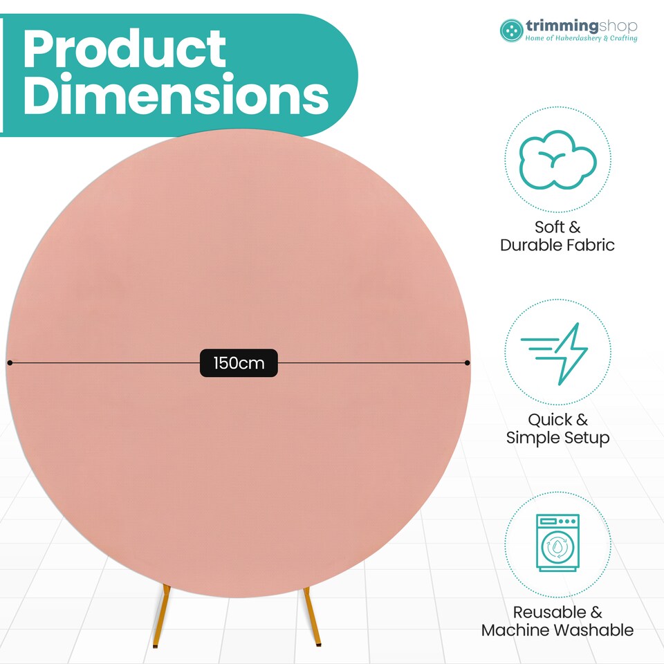 image 1 of 160GSM Rose Gold Round Arch Backdrop Cover - 150cm