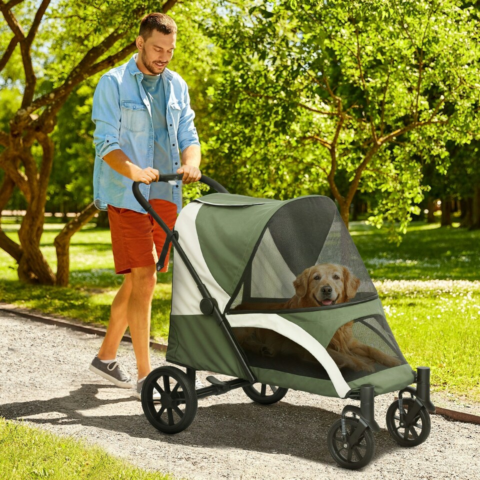 image 1 of PawHut Easy Folding Pet Stroller for Large Dogs 