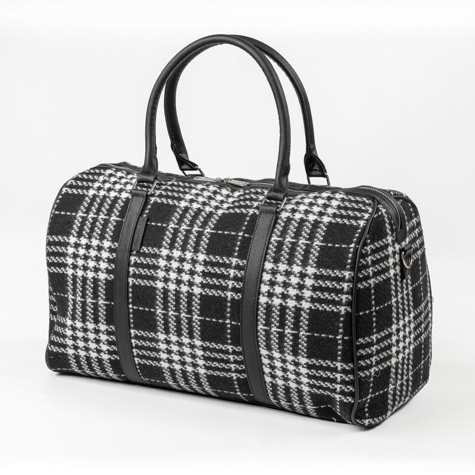image 1 of Pierre Cardin Travel Holdall Bag - Premium Lightweight Flight Bag - Black And White