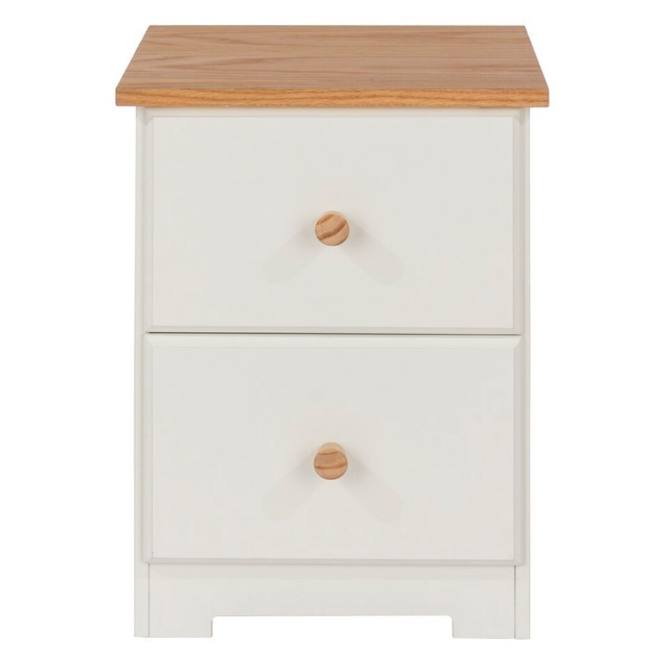 image 1 of Colorado 2 Drawer Petite Bedside Cabinet - MDF/MDP - 35 x 33 x 48.4 cm - Soft White/Oak