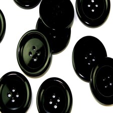 Minerva Black 28mm Round Plastic Coat Buttons for Dressmaking - per pack of 100