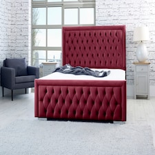 Piera Plush Single Bed Frame - Maroon