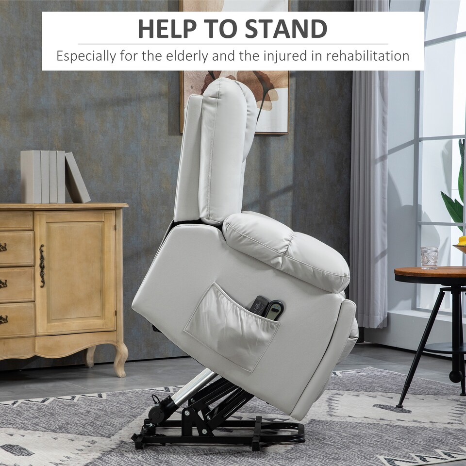 image 1 of HOMCOM Riser and Recliner Chair for Elderly, Quick Assembly, Light Grey