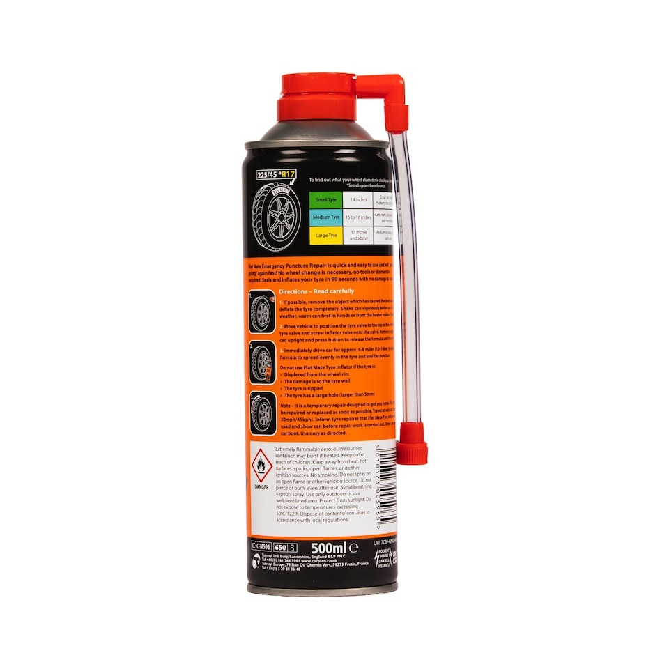image 1 of CarPlan Flat Mate Large Tyre Inflator Emergency Puncture Repair Seal 2x 500ml