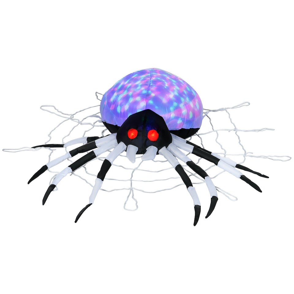 image 1 of HOMCOM 5FT Long Halloween Inflatable Spider, Hanging Giant Spider with Colourful LED Light, Blow-Up Outdoor LED Garden Display for Lawn, Party