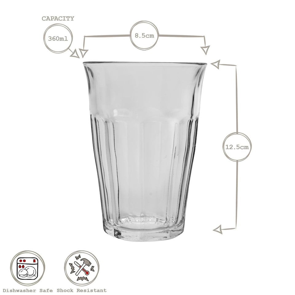 image 1 of Duralex 12pc Picardie Highball Glasses & Tumblers Set - Grey Grey