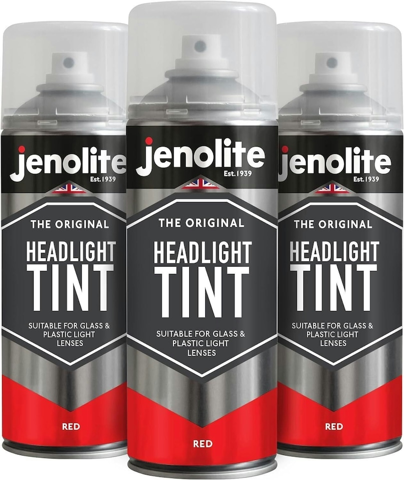 Jenolite Lens Lacquer Headlight Tint Paint - Red - 400ml Spray Can - 3-Pack