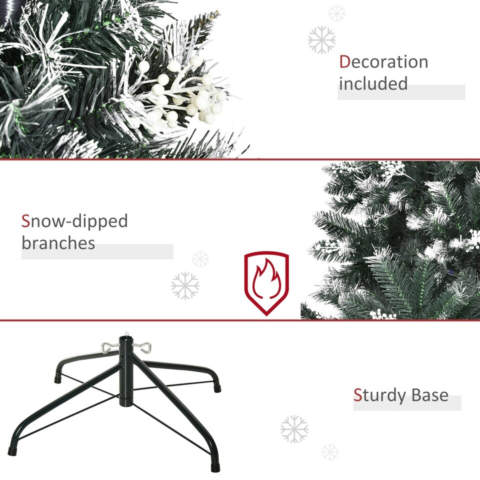 image 1 of HOMCOM 5FT Artificial Snow-Dipped Christmas Tree Xmas Decor w/ Berries Stand