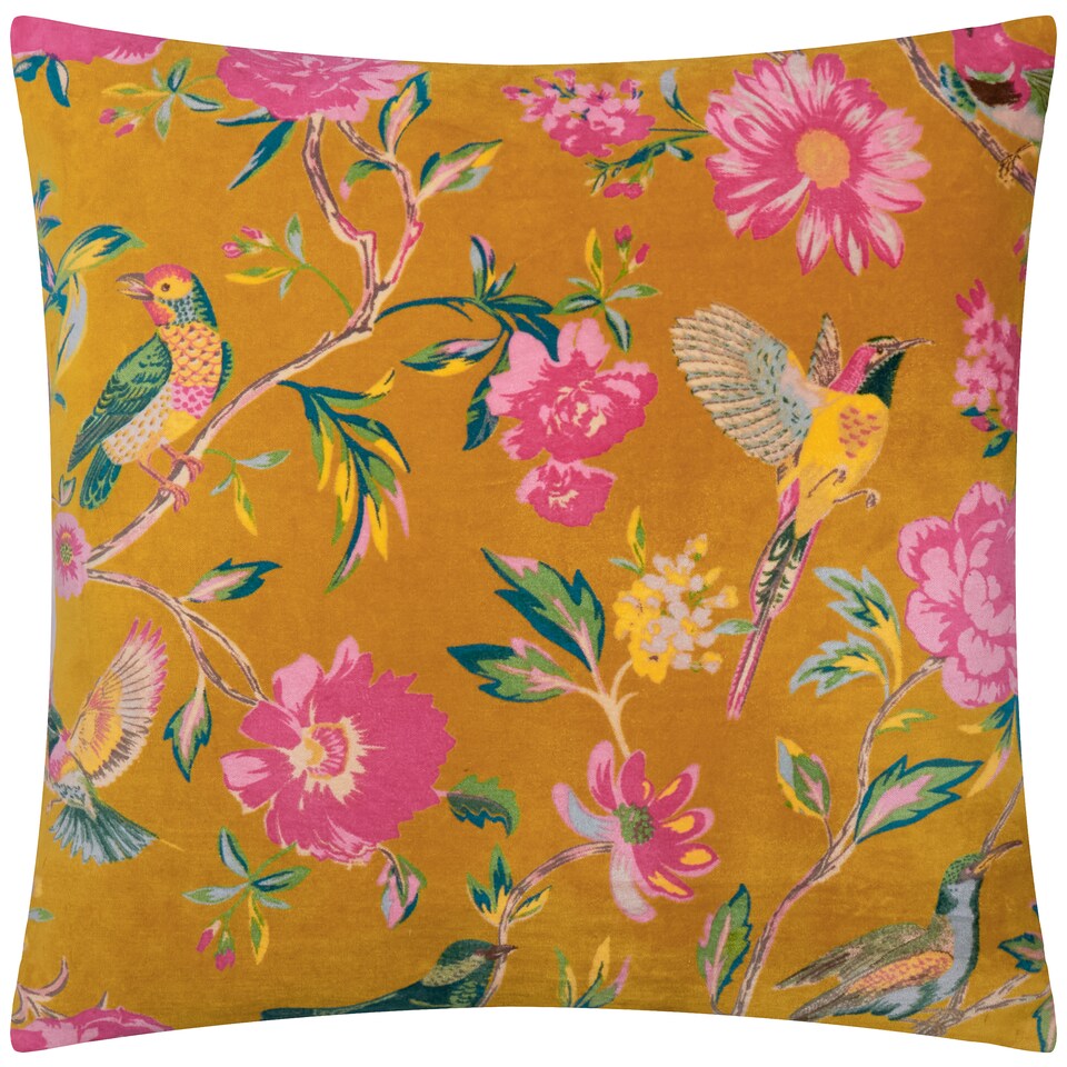 image 1 of Wylder Aviary Cotton Velvet Cushion