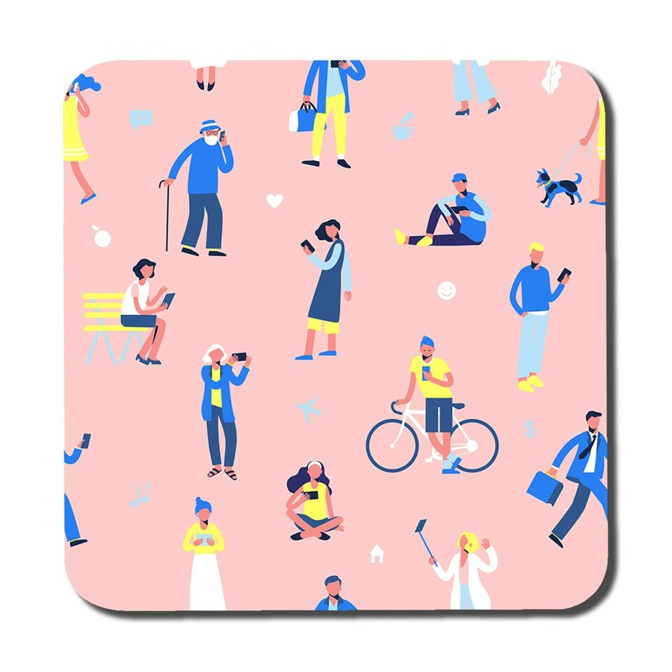 image 1 of different people with mobile phones and gadgets (Placemat & Coaster Set)