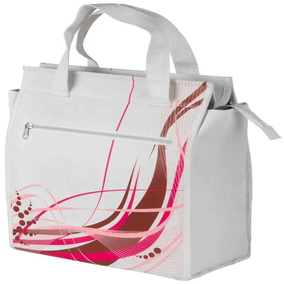 AWE Bike Single Pannier White/Pink Shopping/Carrier Bag, Amsterdam Style