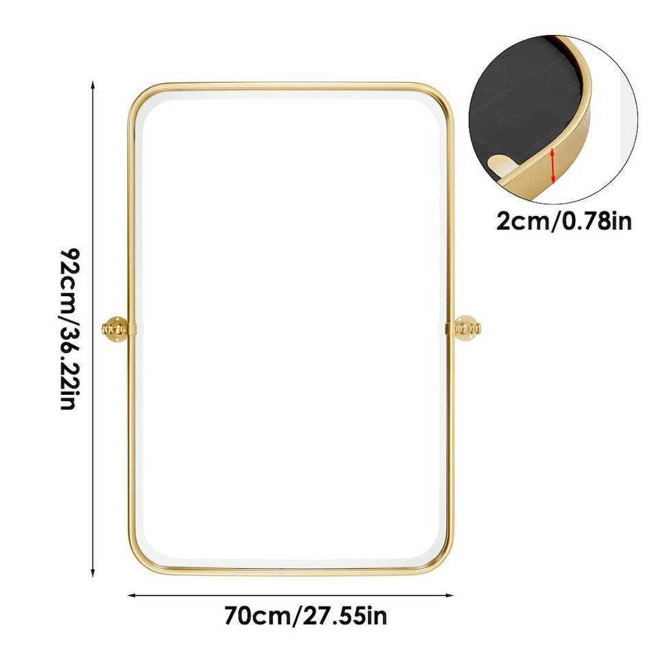 image 1 of Living and Home Modern American Metal Decorative Wall Mounted Mirror - 70*92cm Gold