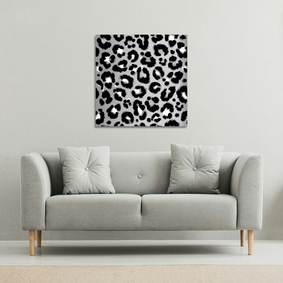 image 1 of Silver Leopard Print (Canvas Print) 101 x 101 x 4cm