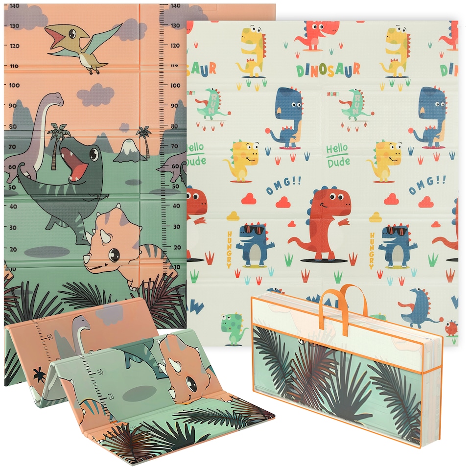 image 1 of AIYAPLAY Baby Play Mat, Double Sided Crawling Mat, Dinosaur Theme