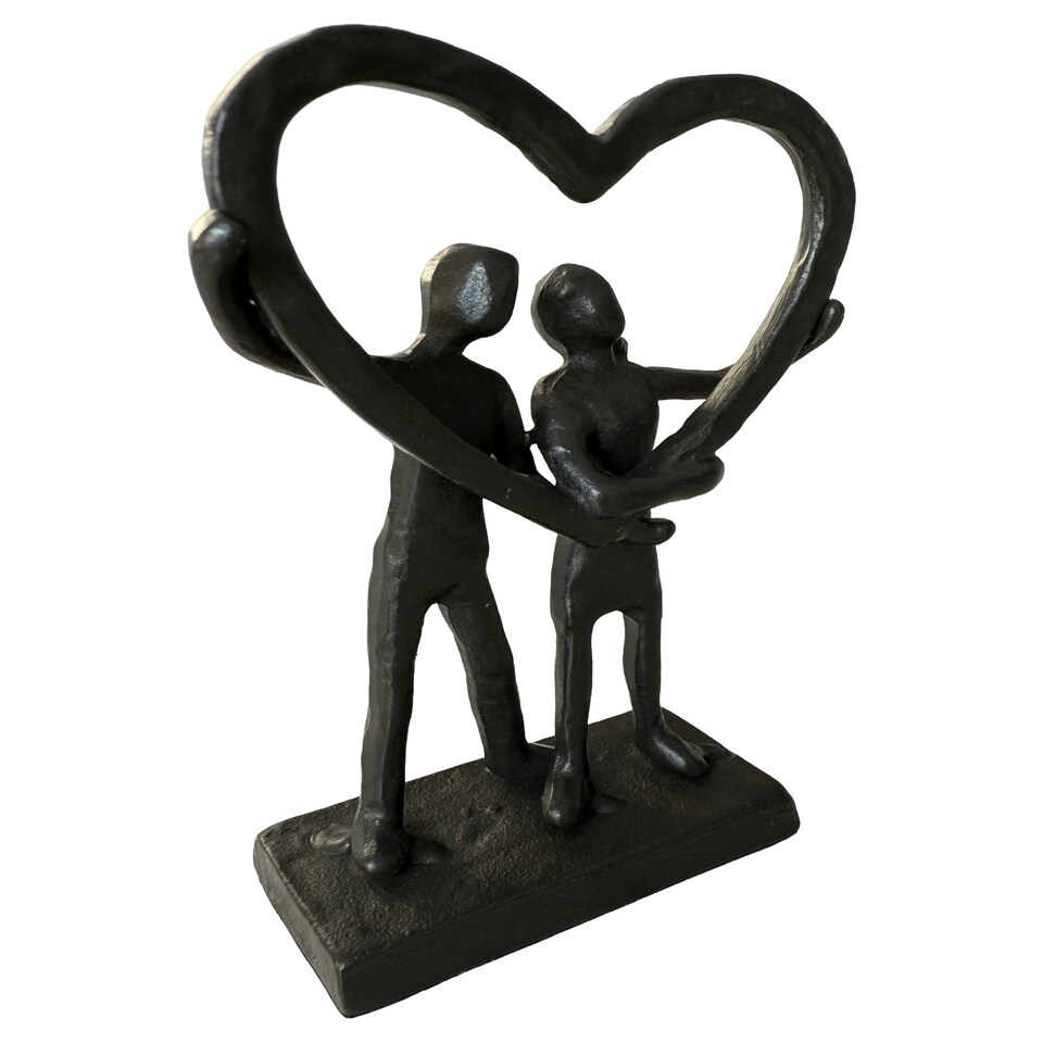 image 1 of Our Shared Heart - Cast Iron Couple Sculpture  A Beautiful Emblem of United Love & Devotion Profound Connection Shared Journey Loving Couple Gift Present