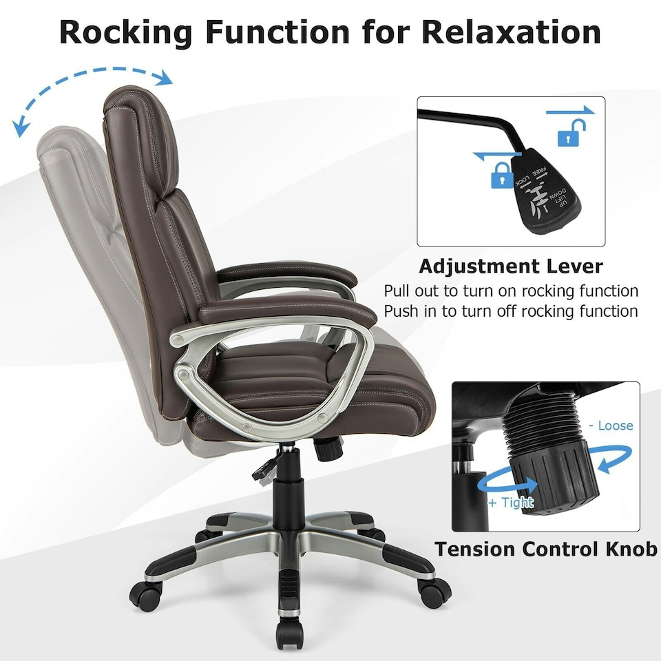 image 1 of COSTWAY Executive Office Chair Computer Desk Chair Brown Brown