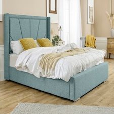 Harry Linen Double Bed Frame - Duck Egg