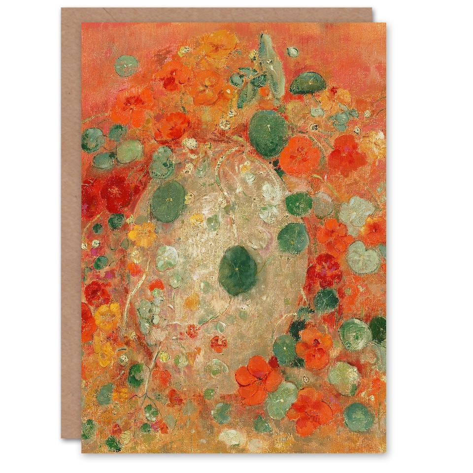 image 1 of Odilon Redon Art Card Nasturtium Flowers Floral Painting