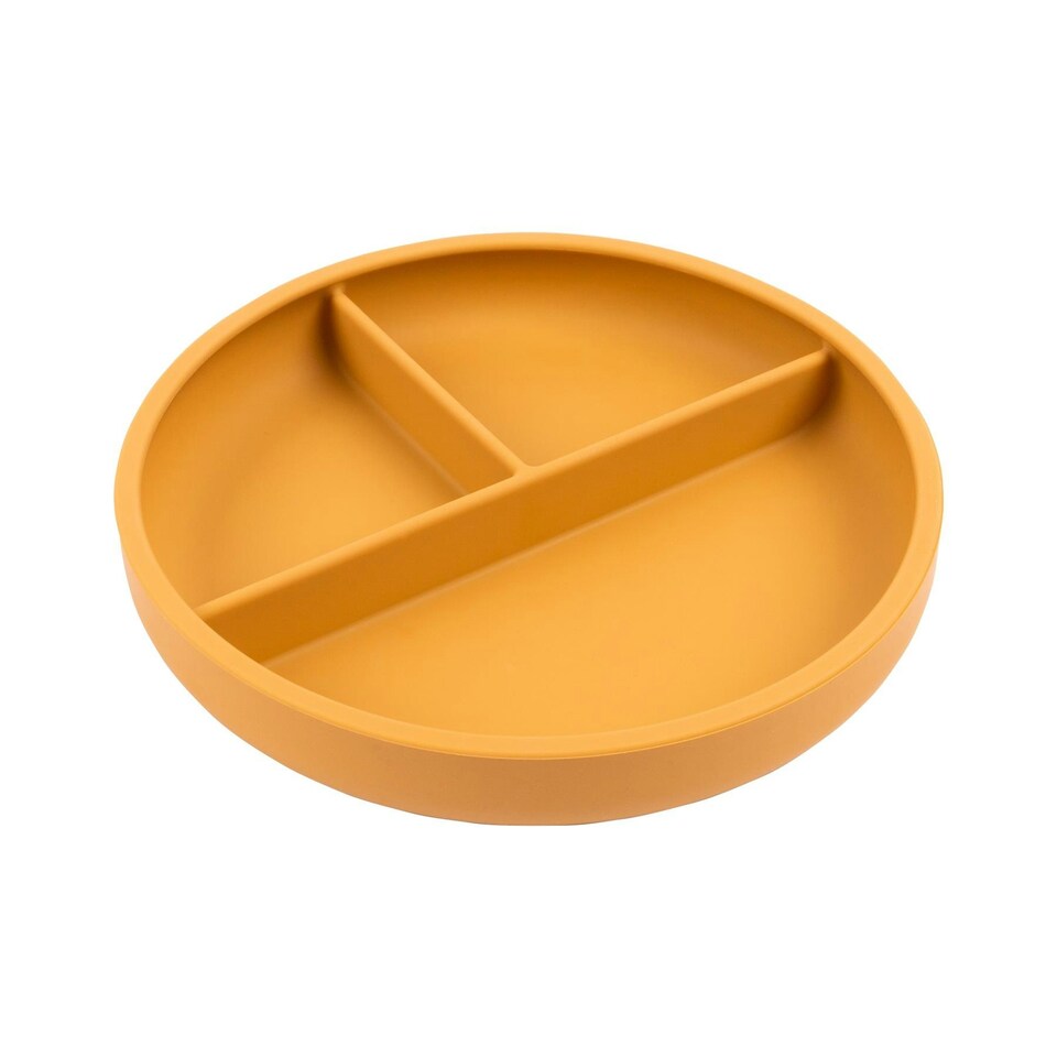 image 1 of Tiny Dining Baby Divided Silicone Suction Plate - Ochre Orange