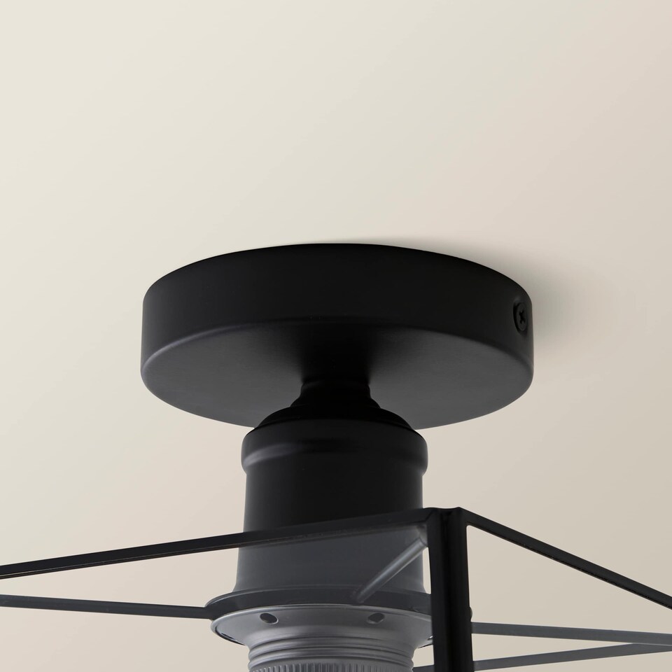 image 1 of ValueLights Susie Matte Black Flush Ceiling Light & Bulb | Black