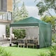 image 2 of Outsunny 3x3 (M) Pop Up Gazebo Party Tent w/ 2 Sidewalls, Weight Bags, Green