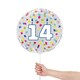 image 2 of Rainbow Confetti Birthday Age 14 Round Foil Helium Balloon 46cm / 18 in