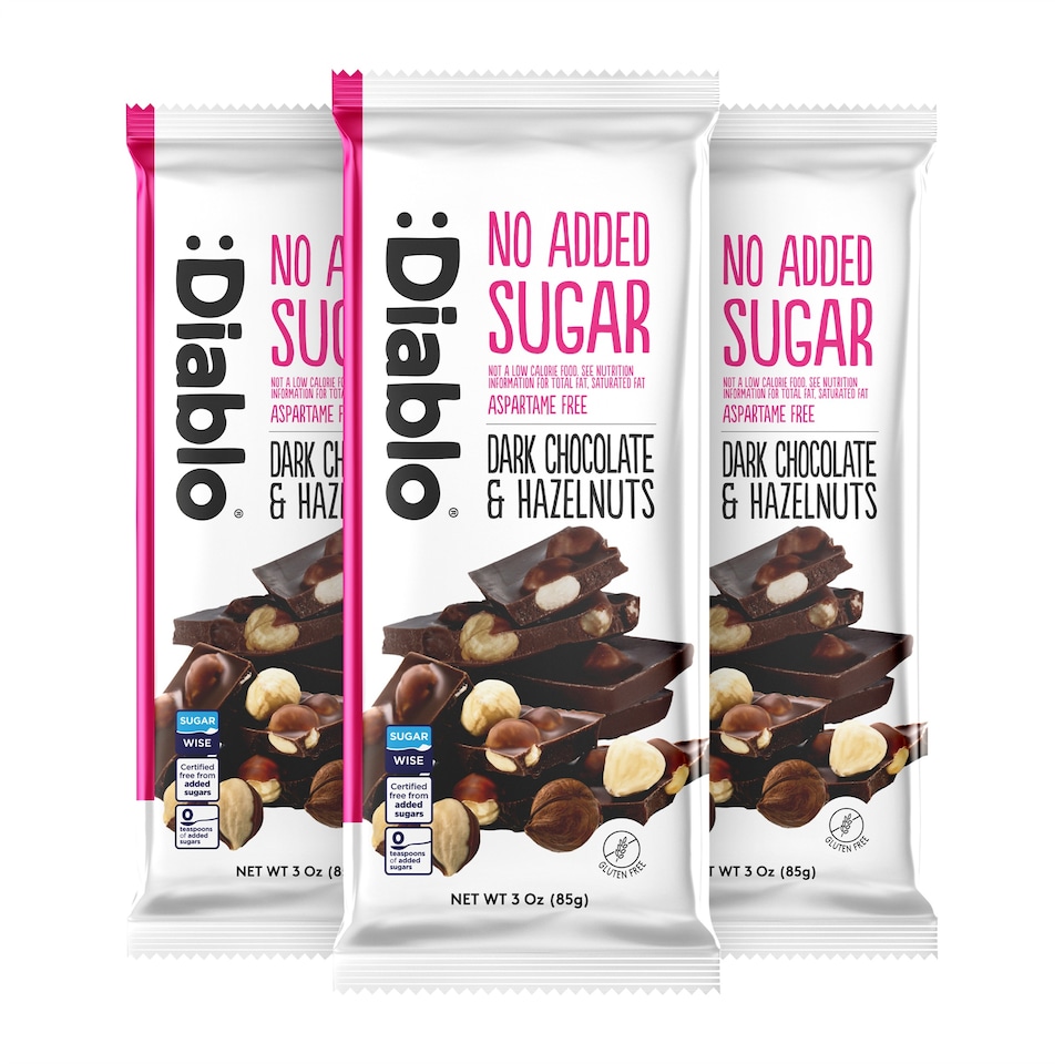 image 1 of Diablo No Added Sugar Dark Chocolate and Hazelnut Bar 85g 3 Pack