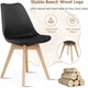 image 5 of Set of 2 Scandinavian Dining Chairs with Leather Cushions Solid Wood Legs Black