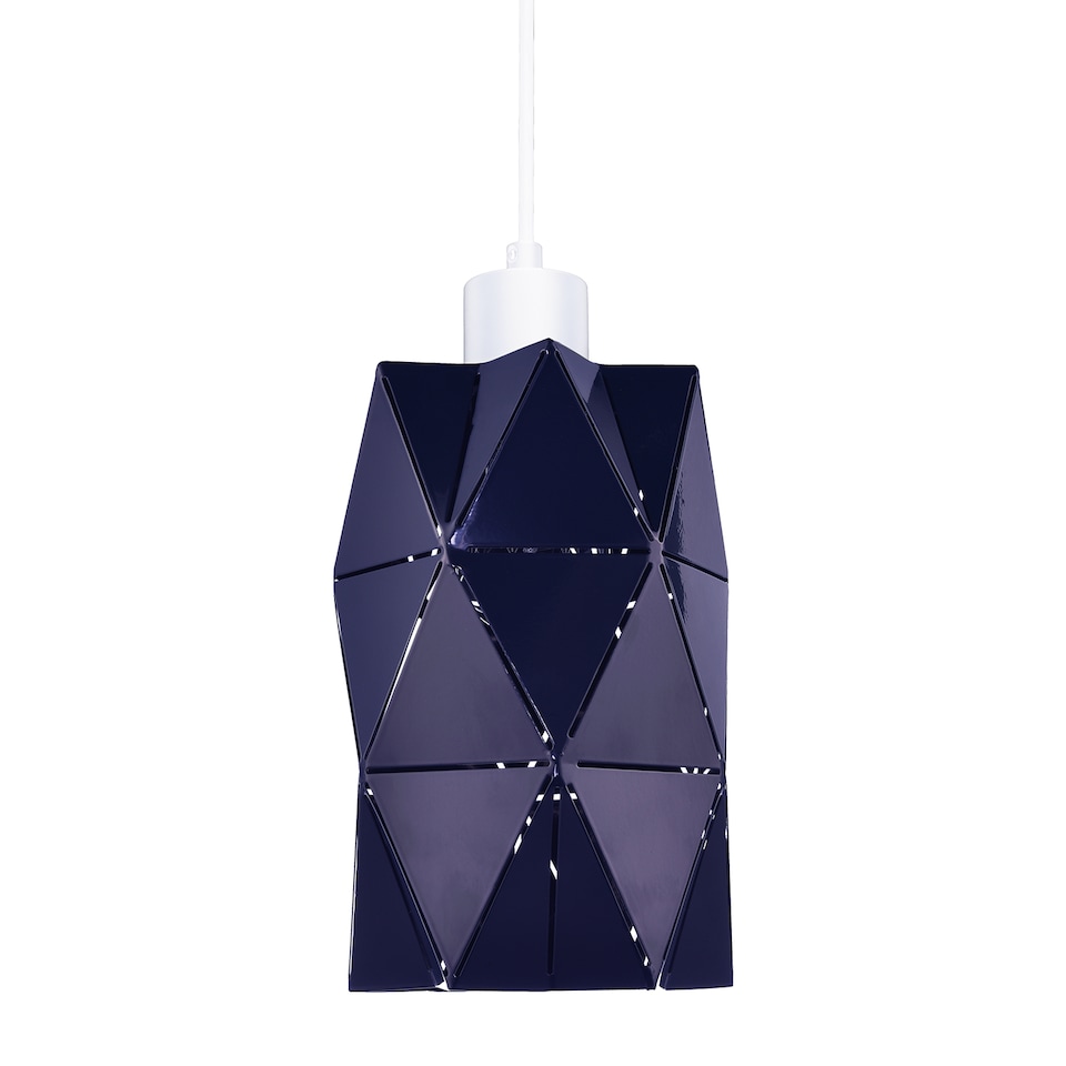 image 1 of Modern Midnight Blue Metal Pendant Shade with Diamond Shaped Cut Outs | Blue
