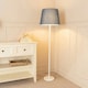 image 1 of ValueLights Charlie White Floor Lamp Grey Taper Shade 